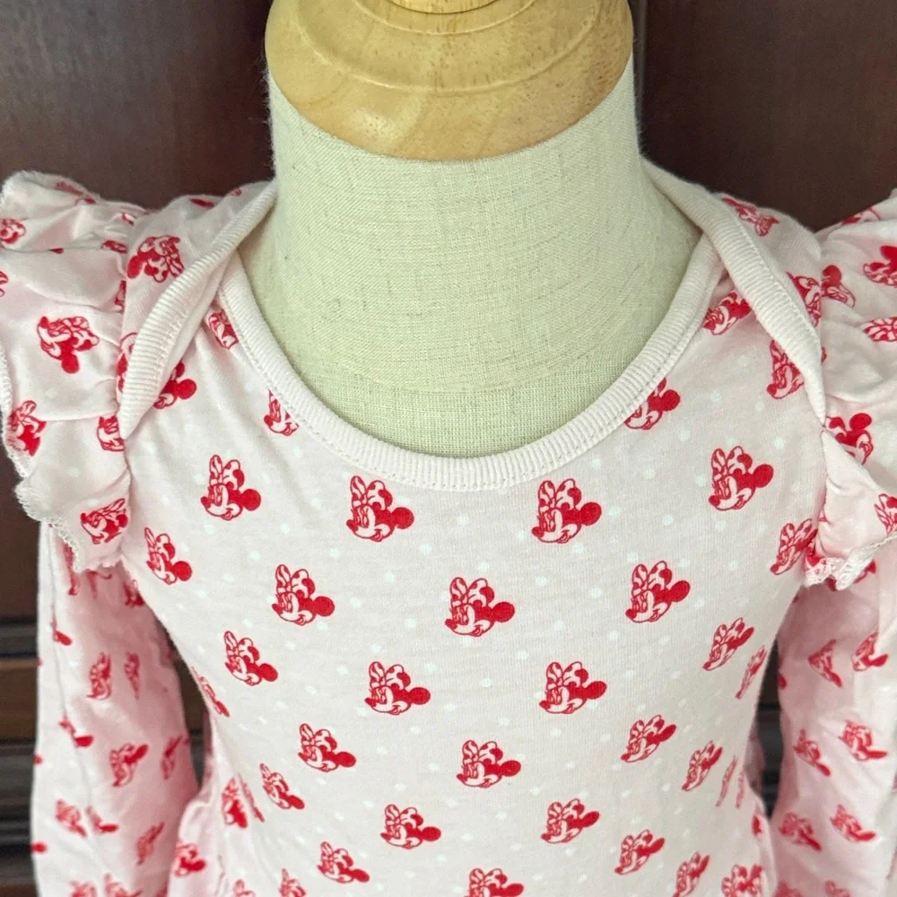 Disney Baby Minnie Mouse Pink Ruffle Peplum Legging Set 18-24M Toddler Girl